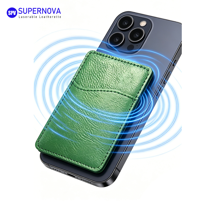 Chủ thẻ điện thoại giả da có thể laser có nam châm
