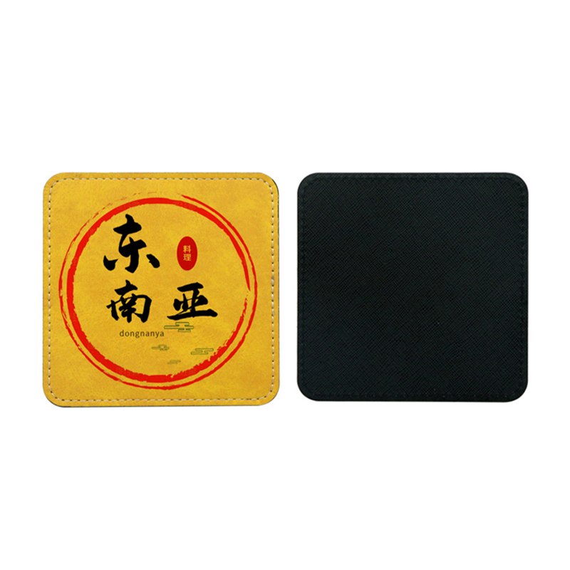 Đế lót cốc bằng da PU thăng hoa -Hình vuông