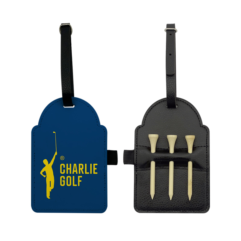 Thẻ túi golf giả da thăng hoa với 3 tees bằng gỗ Thẻ túi golf giả da thăng hoa với 3 tees bằng gỗ