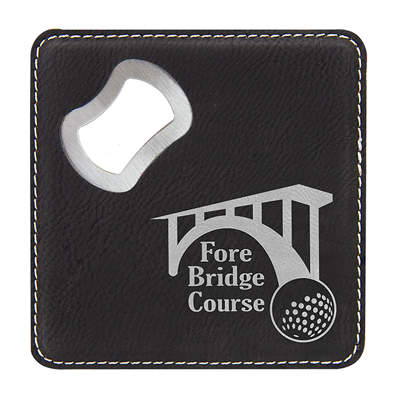 Coaster giả da có thể laze với dụng cụ mở chai